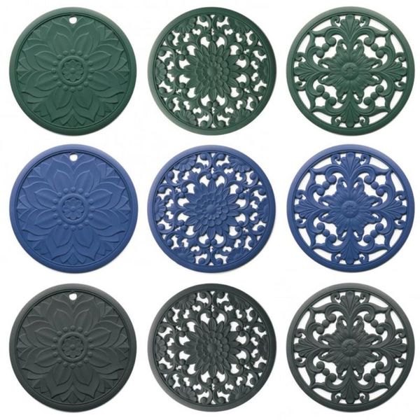 

mats & pads 3pcs exquisite hollow carved silicone round insulation pad anti-scald pot mat heat resistant placemat home decor