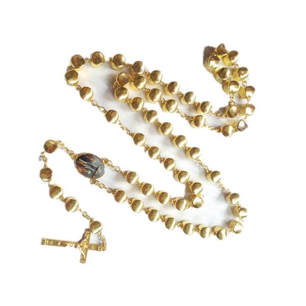 Collane con ciondolo Stile Vintage Religioso Cattolico Oro Diamanti Cristo Gesù Gioielli Donna Uomo Rosario Collana con croce