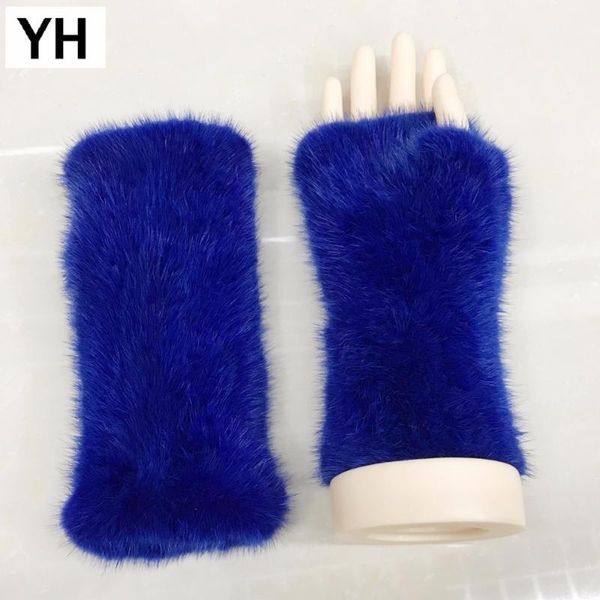 

2020 popular natural real gloves elastic fashion women knitted real mittens lady new gloves1, Blue;gray