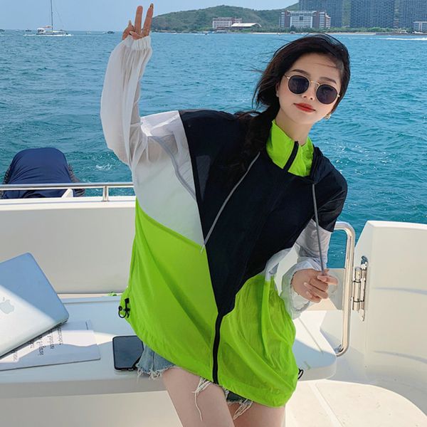 

[ewq] summer women fashion contrast color casual shipping minimalist loose cotton heavy zipper jacket cardigan coat 16f1288 210423, Black;brown