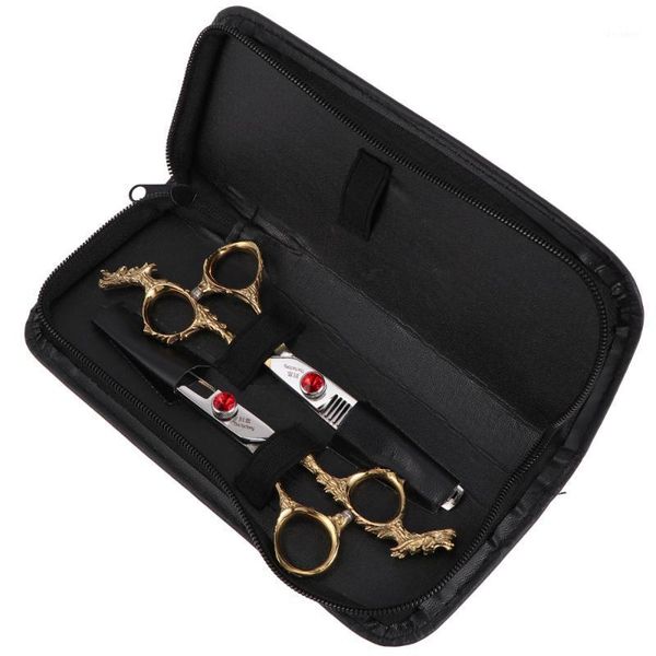 

2pcs hair scissors set metal carved barber's shears cutting scissor kit styling tools1