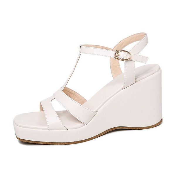 

sandals fashion women women's roman shoes ladies solid wedges heel buckle strap high %, Black