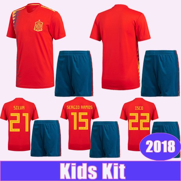 

2018 a. iniesta sergio ramos kids kit soccer jerseys isco diego asensio pique home red child football shirts, Black
