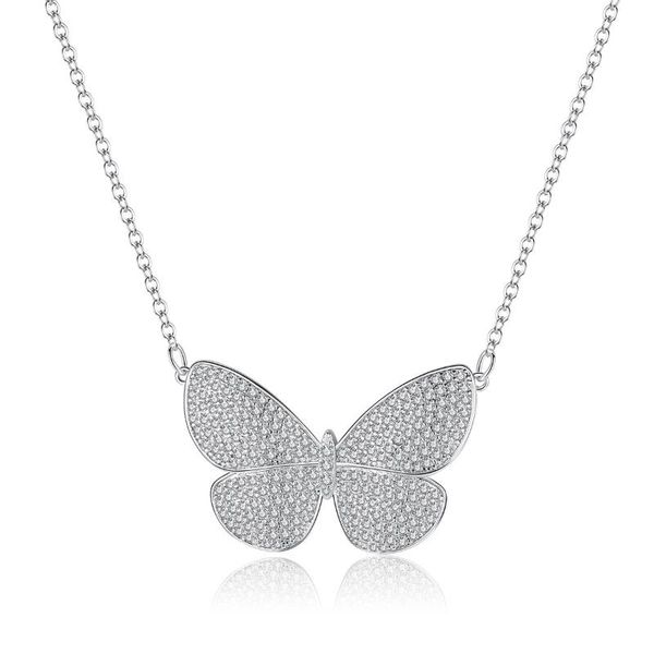 

pendant necklaces 2021 lady's jewellery gift gold silver color full cubic zirconia butterfly for women party necklace