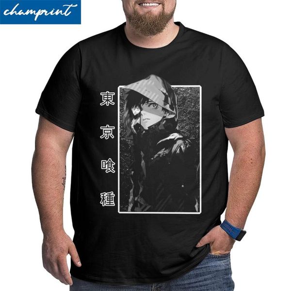 

men's t-shirts kaneki ken t shirt for men unique t-shirt tokyo ghoul japanese anime big tall tees oversized 4xl 5xl 6xl clothing, White;black
