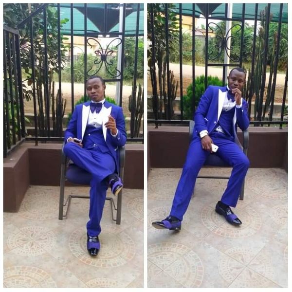 

men's suits & blazers costume homme terno masculino blue wedding men white lapel groom prom slim fit man blazer 3 pieces jacket+pant+ve, White;black