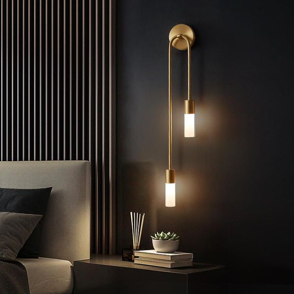 

wall lamps simple and modern living room background lamp aisle nordic light luxury bedroom bedside copper g9 ac110v 220v