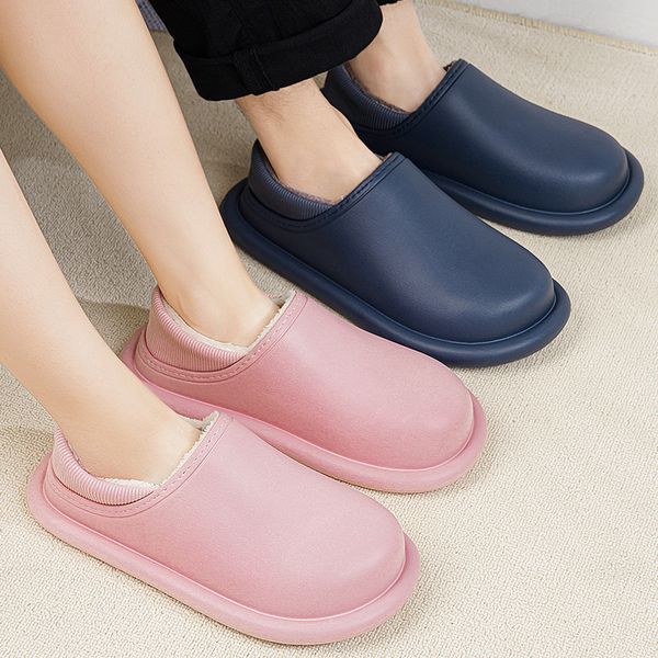 

2021 autumn and winter couple baotou cotton slippers home simple warm trend shoes outdoor light, Black