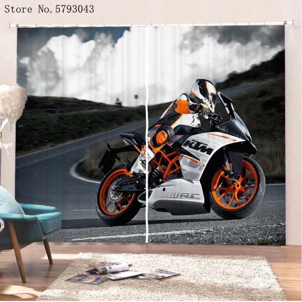 

motorcycle window curtain 3d print racing car drapes 2 panels for bedroom treatment home custom decor