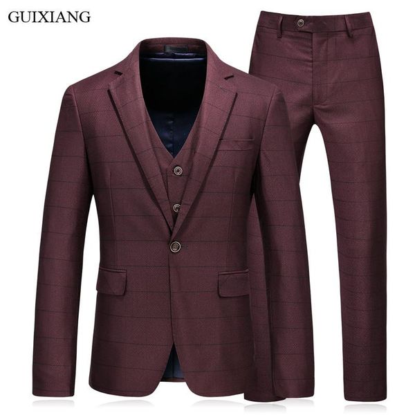 

arrival style men high-end boutique business casual suits blazer high-quality single button slim grid three-piece suit s-5xl men's & bl, White;black