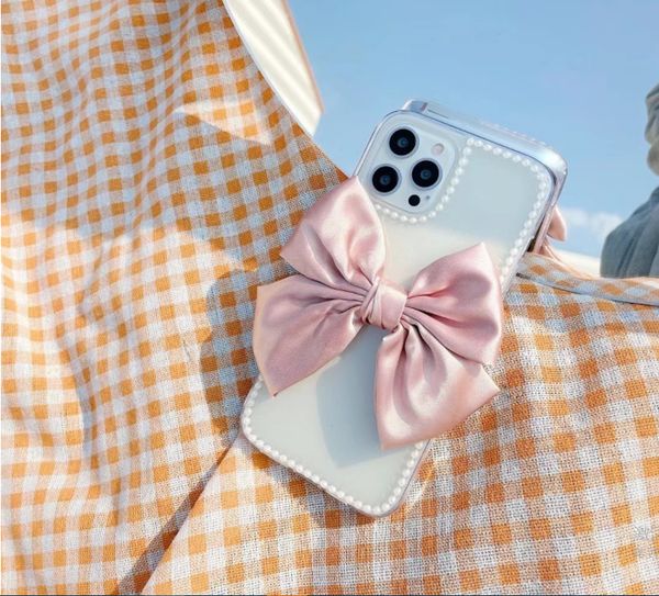 

pearl glue bow phone cases for iphone 12 11 pro promax xs max 8 plus