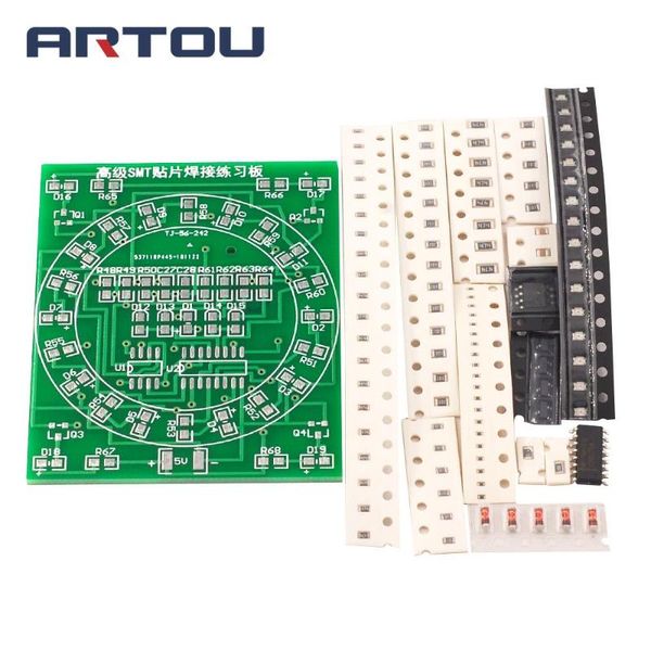 

integrated circuits smd component soldering practice board cd4017+ne55 water light kit skill training