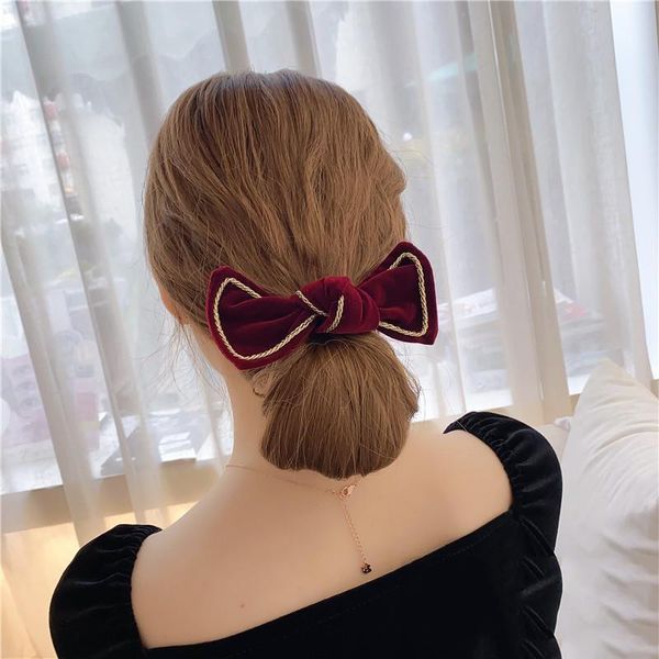 

hair accessories velvet bow scrunchies women girls solid rope ties vintage fashion rubber band ponytail holder knotted