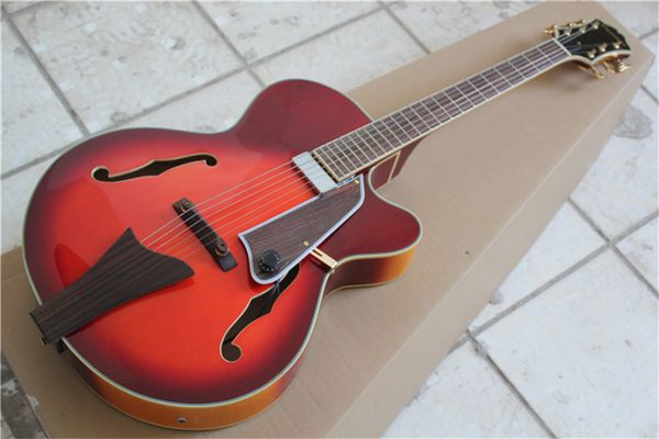 

flyoung l5 hollow jazz electric guitar red brown rosewood fingerboard manufacturer direct sales physical shooting