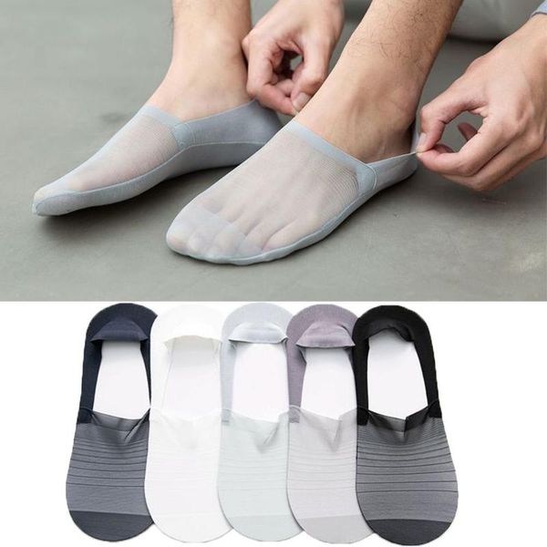 

men's socks summer seamless slippers invisible breathable man mesh, Black