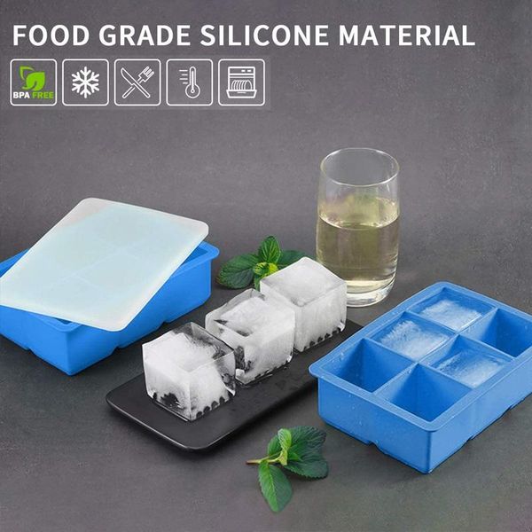 

baking moulds big grid silicone ice cube mold maker flexible tray with lid er cold drinks whiskey cocktails