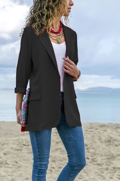 

fashionable ladies suit lapel slim cardigan temperament coat women's, White;black