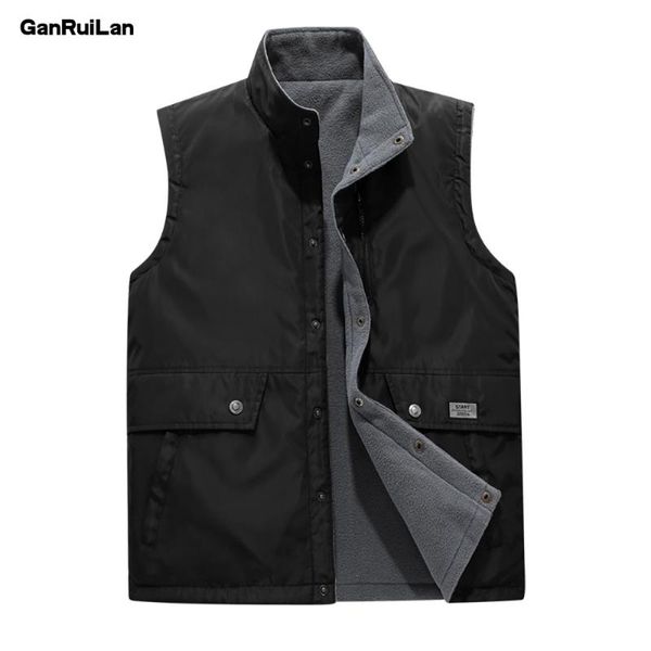 

est men warm zip casual fleece vest spring male waistcoat autumn sleeveless jacket outdoor climbing hiking gilets coat men's vests, Black;white