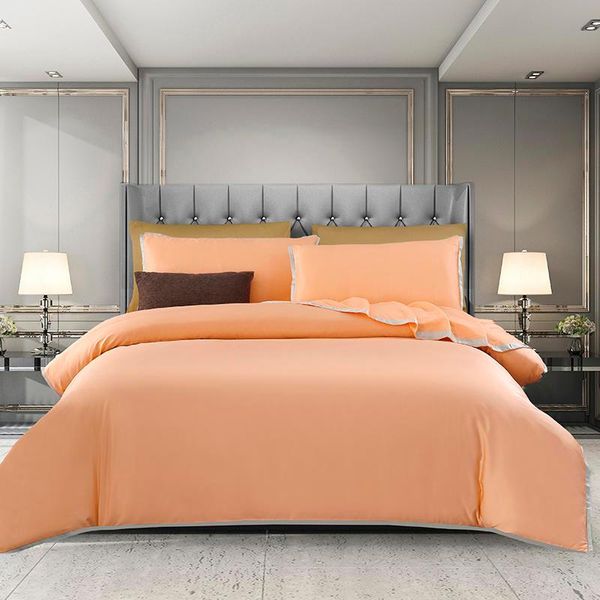 

bedding sets luxury orange set silver trim duvet cover long-staple cotton sheet simple style home textile double bed