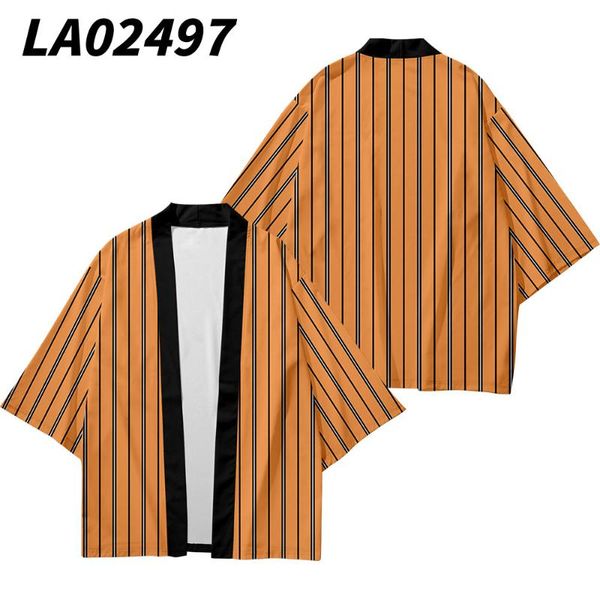 

ethnic clothing men harajuku streetwear cosplay yukata cardigan japanese striped print kimono male obi haori shirt, Red