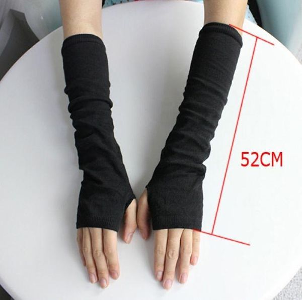 

five fingers gloves warm knit wool fingerless ladies winter knitted half finger cuff women long mittens unisex, Blue;gray