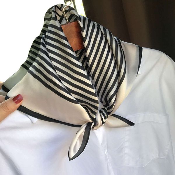 

wind simple striped small square women's spring and summer korean mulberry silk multifunctional scarf shawl, Blue;gray