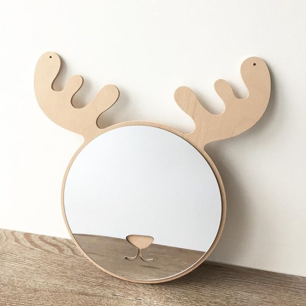 

mirrors cartoon animal wall decor mirror acrylic 3d sticker hangable home bedroom wooden decoration crown