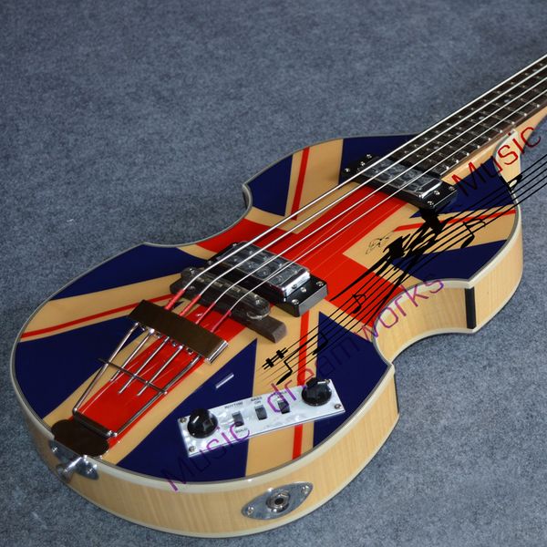 

4 strings basshofner electric guitar bass, body maple flame maple guitar