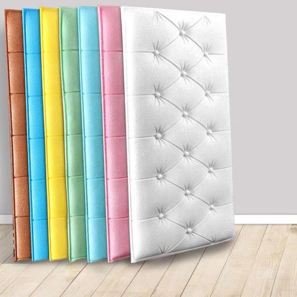 

wallpapers 10 pcs thickened self-adhesive 3d headboard soft pack anti-collision wall stickers tatami bed sticker 70*35cm*11mm