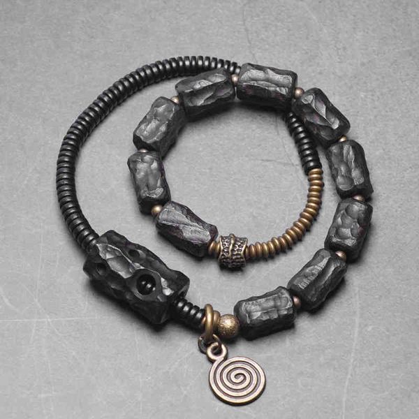 

curly tailed black sandalwood hand hollowed out texture bracelet male personality rough mineral tough man, Golden;silver