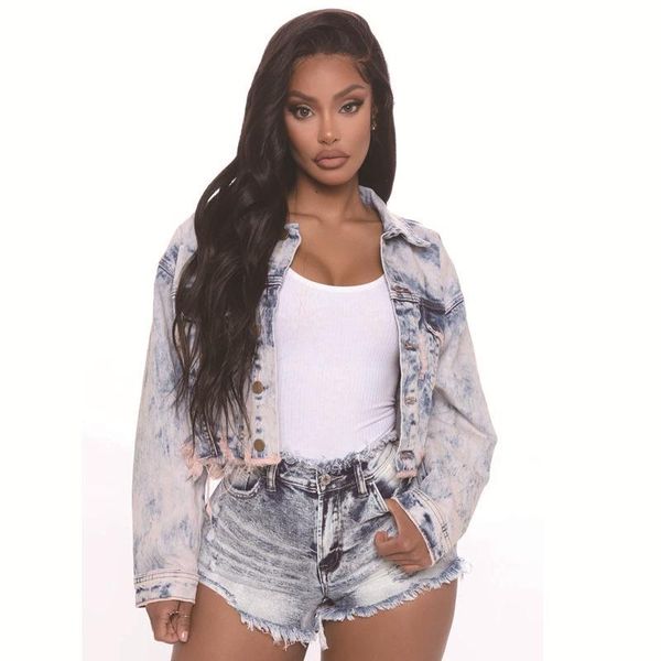 

women's short jeans low waist tight hips ripped hole fringed denim shorts, Blue