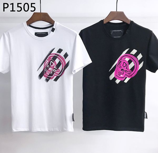 

qp skull print men's t-shirt stylist big hip hop short sleeve m-3xl, White;black