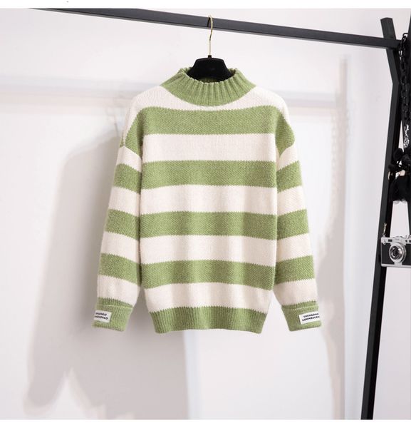 

two piece dress zawfl - two piece set winter women's loose thick stripe knitted sweater with pockets and buttons, wool plaid skirt, White