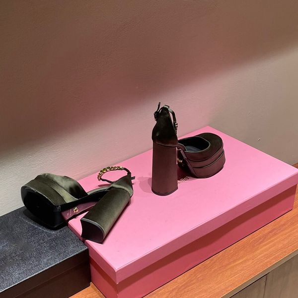 

fashion dress shoes green juno crystal-embellished strap satin platform pumps shoes chunky high heels sandals women's sandals evening a, Black