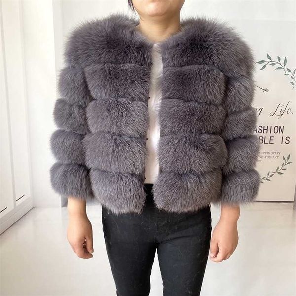 Echt Pelzmantel Damen Winter Warme Natürliche Pelzmantel Hohe Qualität LAN Luxus Mode 50 cm Kurze Jacke Großhandel 211110
