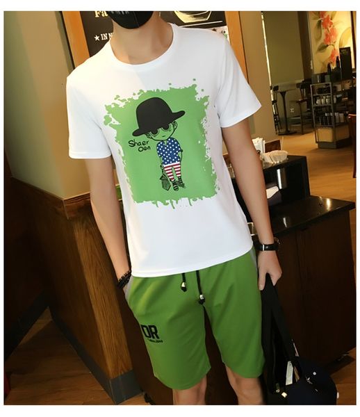 

summer short sleeve t-shirts shorts tracksuits mens fit tees pants 2pcs sets -4xl mens sea beach clothing casual suits, Gray