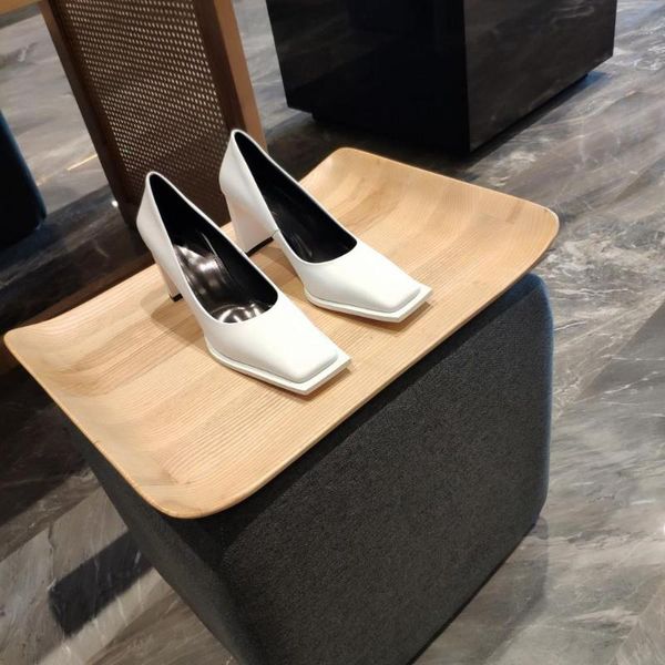 

dress shoes women's light mouth autumn and winter personalized trend plus long heel thick high leather, Black