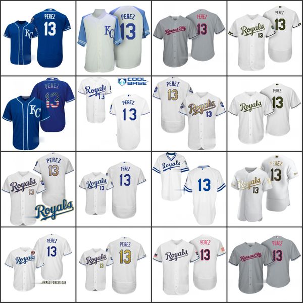 

kansas royals men 13 salvador perez women youthjersey, Black;red