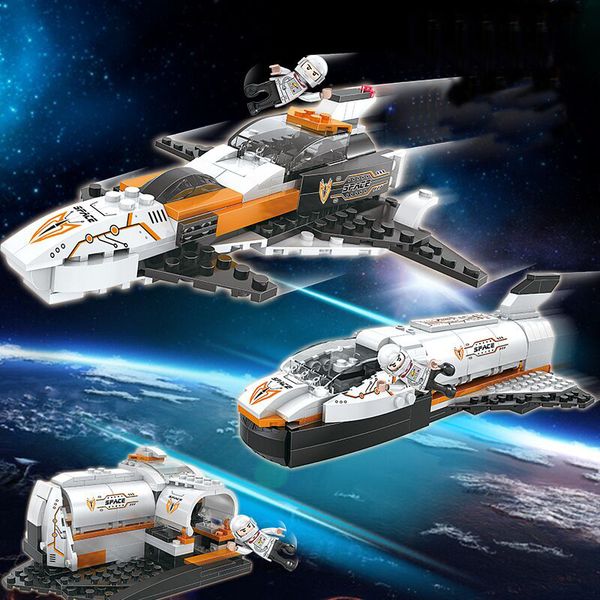 

3 in 1 168pcs childrens gifts spaceship assemble puzzle building blocks baby toys astronaut building block toy
