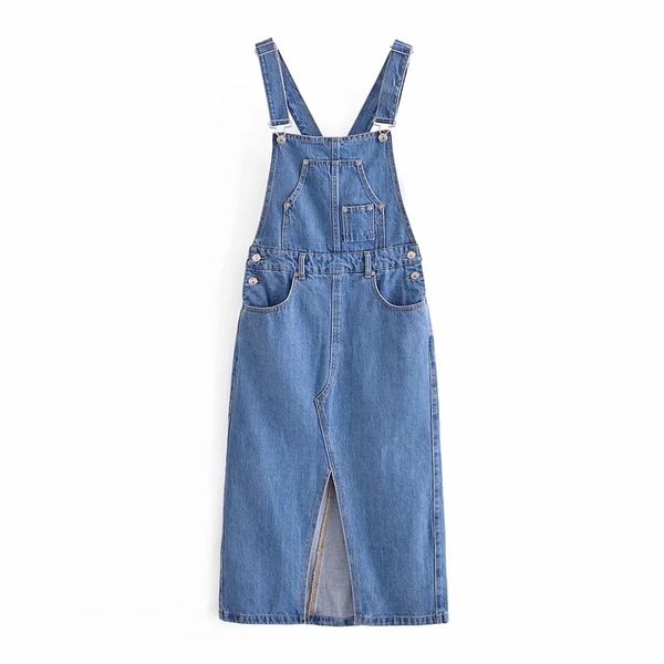 

fashion chic casual women demin strap dress loose washed cute spring summer basic high waist sweet girls street outwear 210521, Black