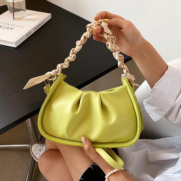 

cross body pleated chain shoulder bag 2021 summer female crossbody brand designer handbags underarm package casual wild phone pack