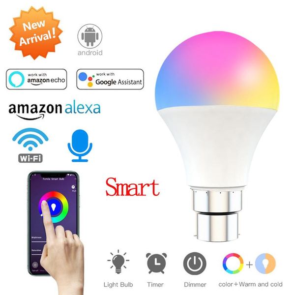 

bulbs e27 b22 led lamp wifi smart rgb dimmable 9w rgbw light colorful changing bulb voice control home