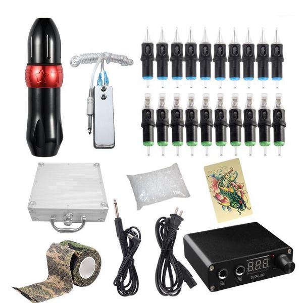 

professional rotary pen tattoo kit with cartridge needle lcd mini power equipment supplies1
