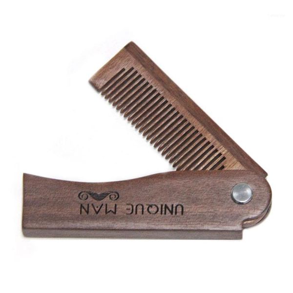 

natural red sandal wood fold comb hair for men beard care anti-static wooden tools brush 1pc1, Silver