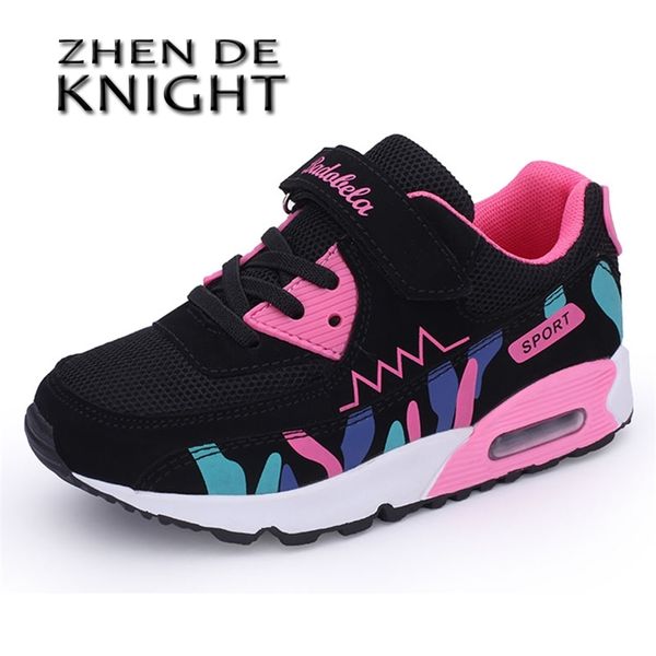 Sapatilhas de meninas de verão para crianças sapatos casuais crianças sneakers meninas cadarço coxim esporte executando malha respirável tenis infantil 210329