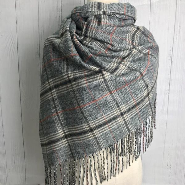 

scarves gray plaid cashmere scarf tassel faux winter tippet design femme shawl female wrap ladies pashmina, Blue;gray