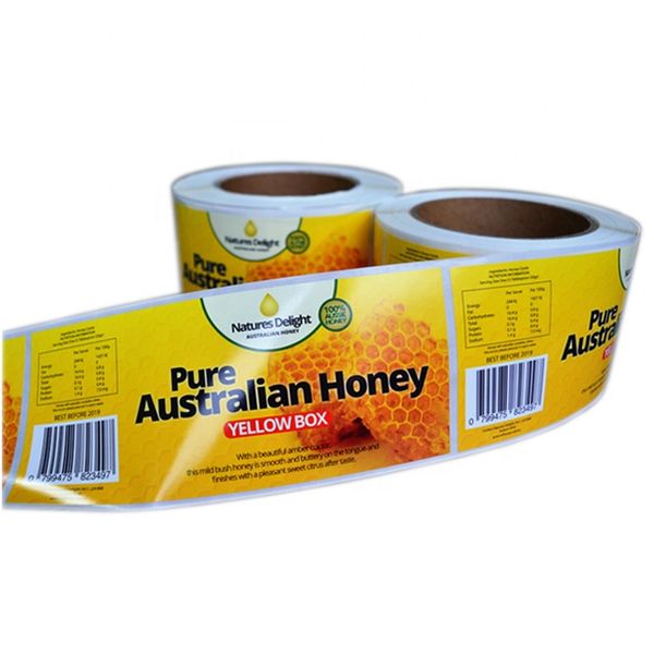 

custom roll sticker label printing waterproof adhesive pet bottle seal stickers