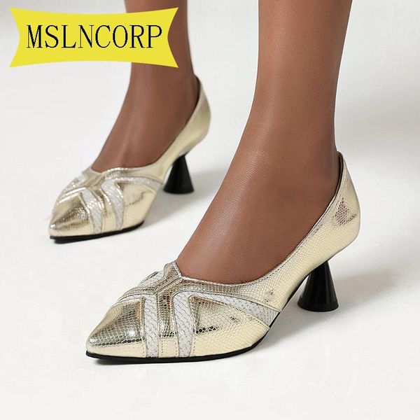 

dress shoes plus size 34-43 women's high heels bride party patent leather mid heel pointed toe shallow mouth shoe women, Black
