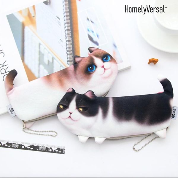 

creative cartoon cute cat pen pencil case bag capacity box stationary kid gift office school supplies promotion bags