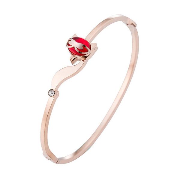 

meicialandat 2021 stainless steel rose -shaped red zircon opening woman bracelet shopping simple fashion jewelry bangle, Black